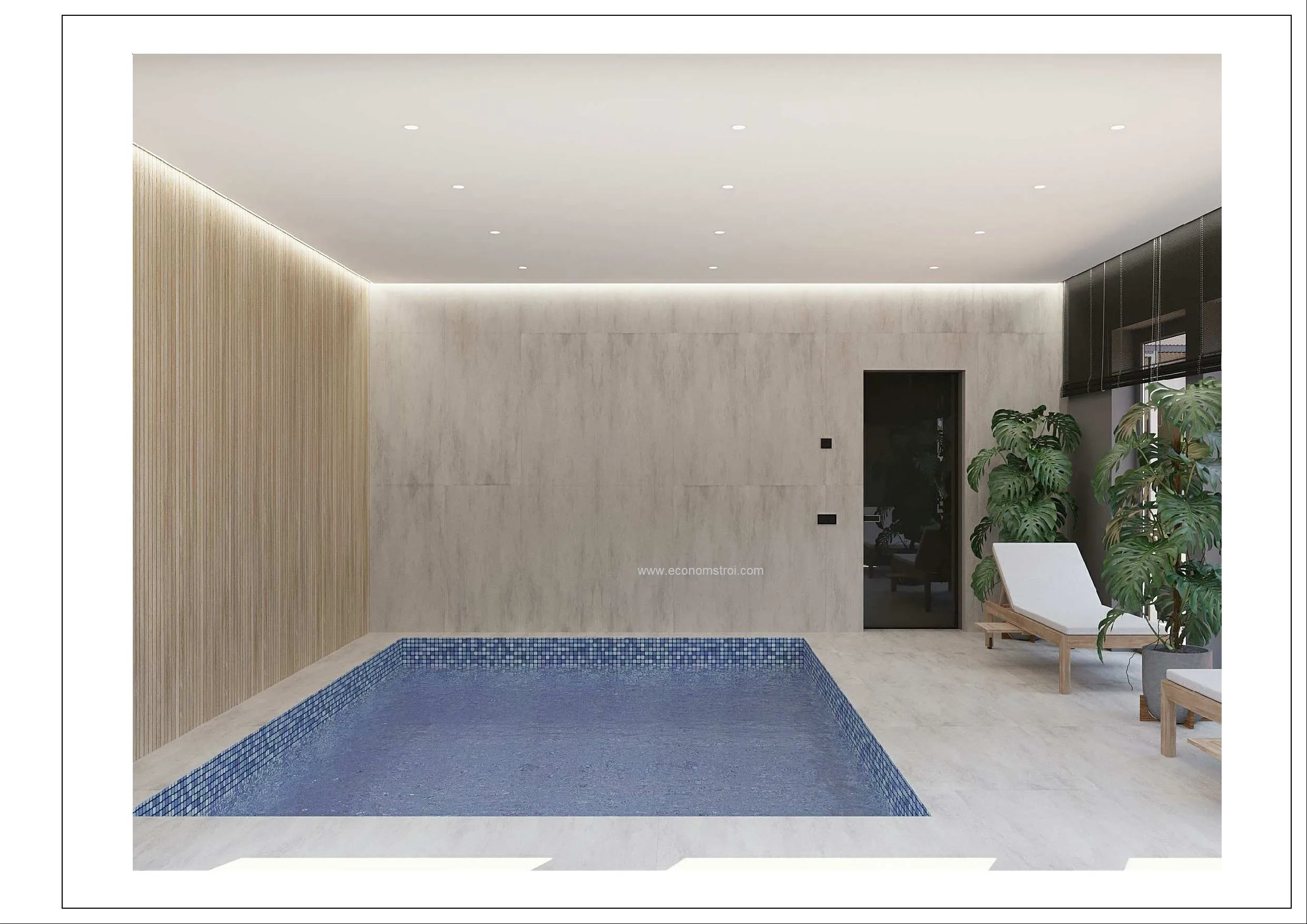 дизайн помещений бани с бассейном